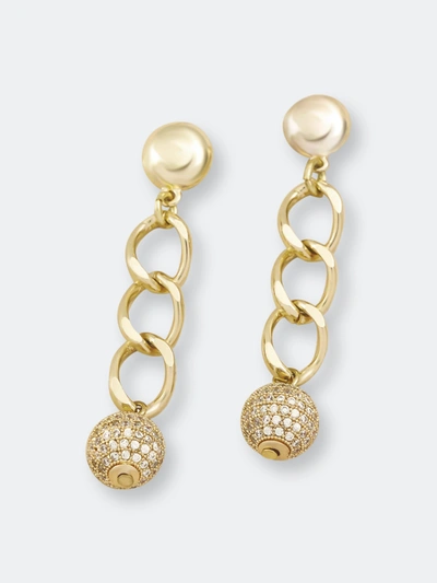 Ettika Gold Plated Chain Crystal Ball Drop Earrings