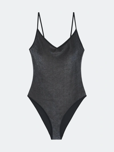 Onia Jane Ribbed Velvet One-piece Swimsuit In Black