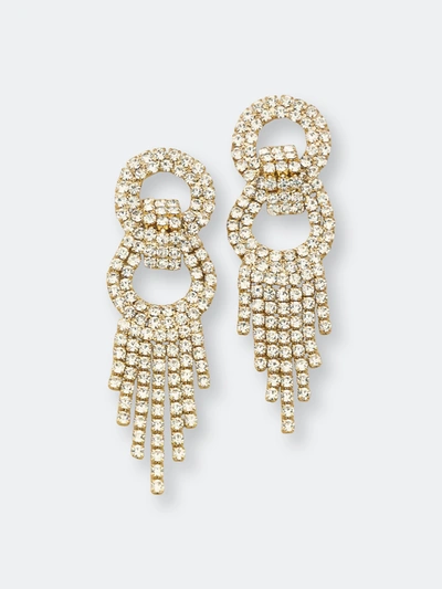 Ettika Dancing Crystal Chain Fringe Earrings In Gold