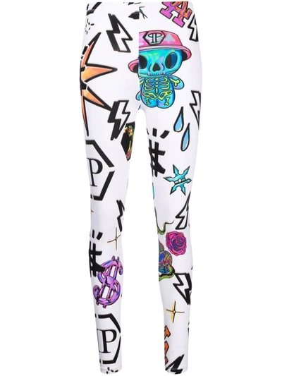 Philipp Plein Tattoo Monogram-print Leggings In Multicolour