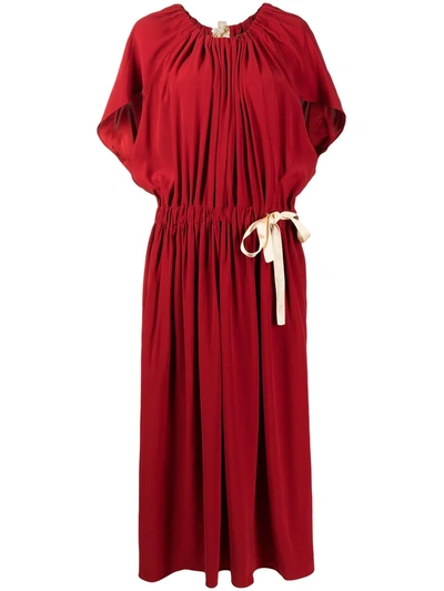 Colville Tied-waist Gathered Dress In Red
