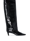 Totême Brown Croco-embossed Wide Shaft Tall Boots In Schwarz