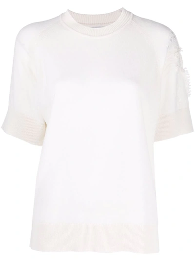 Barrie Cashmere Short-sleeved Top In Weiss