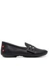 Camper Perforated-strap Leather Loafers In Schwarz