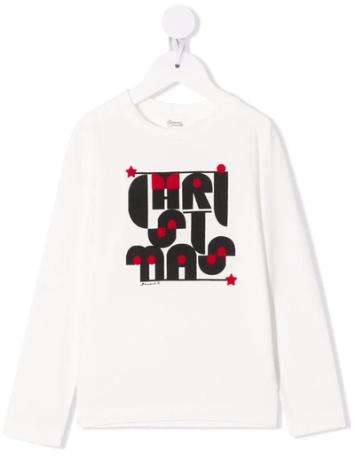 Bonpoint Teen Tadda Festive Longsleeved T-shirt In Off White