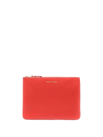Comme Des Garçons Logo-print Leather Wallet In Orange