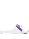 Palace Logo Rubber Slides In White