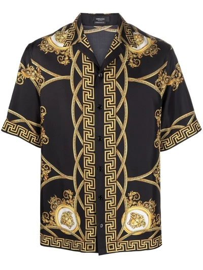 VERSACE LA COUPE DES DIEUX-PRINT SILK SHIRT 
