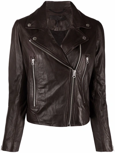 Rag & Bone Brown Mack Leather Jacket In Black