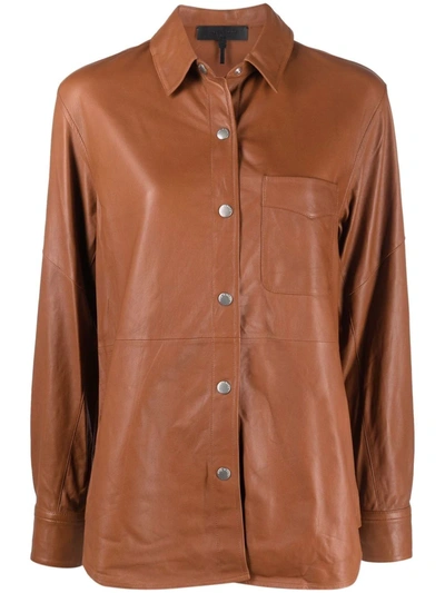 Rag & Bone Jack Leather Shirt In Cognac