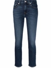7 For All Mankind Low-rise Cropped Jeans In Blau