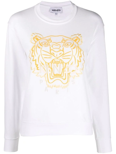 Kenzo Embroidered Cotton Sweatshirt In Bianco
