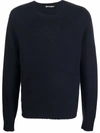 Palm Angels Men Curved Logo Sweater Knit Round Neck In Blau