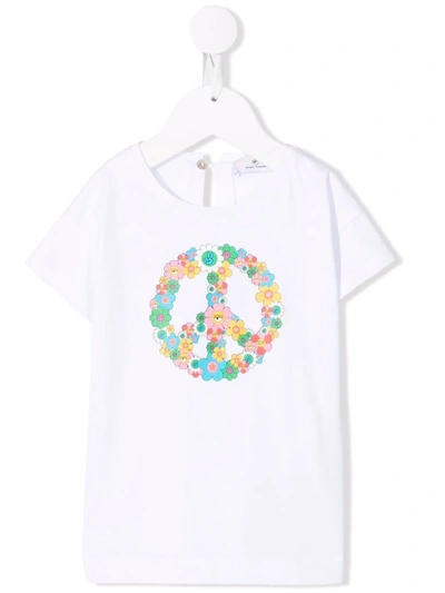 Chiara Ferragni Babies' T-shirt With Peace And Love Print In White