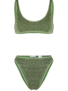Oseree Lumiére Sparkle Two-piece Bikini In Green