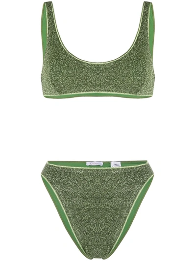 Oseree Lumiére Sparkle Two-piece Bikini In Green