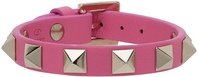Valentino Garavani Garavani Leather Rockstud Bracelet Pink ModeSens