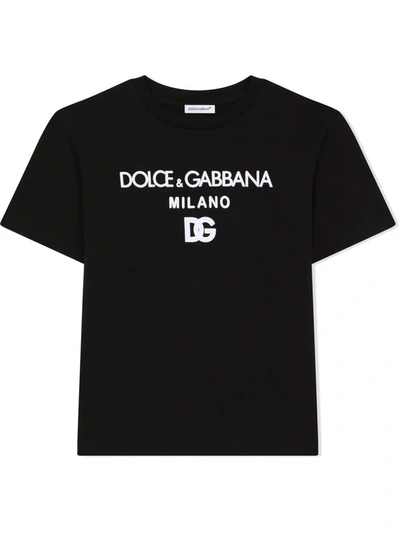 Dolce & Gabbana Kids' Logo Print T-shirt In Black