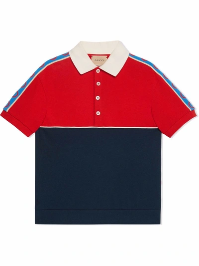 Gucci Kids' Logo-embroidered Short-sleeve Stretch-cotton Polo Shirt 4-12 Years In Red,black