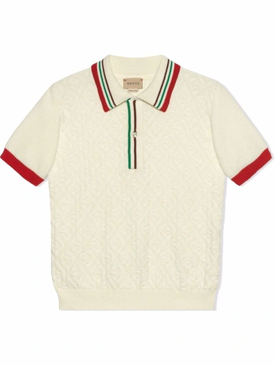 Gucci Kids' Web Stripe-trim Polo Shirt In White