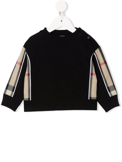 Burberry Babies' Vintage Check-trim Long-sleeve Sweatshirt In Black