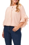 VINCE CAMUTO RUFFLE SLEEVE BLOUSE