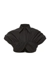 Brandon Maxwell Women's Pleated Draped Cropped Top In Black