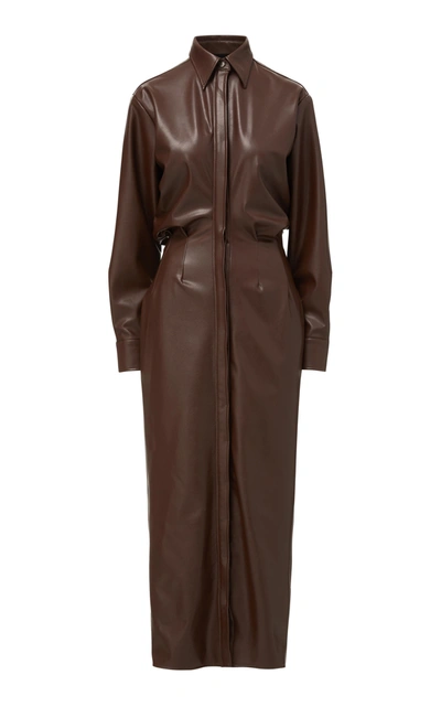 Brandon Maxwell Women's Vegan Leather Midi Shirt Dress In Brown | ModeSens