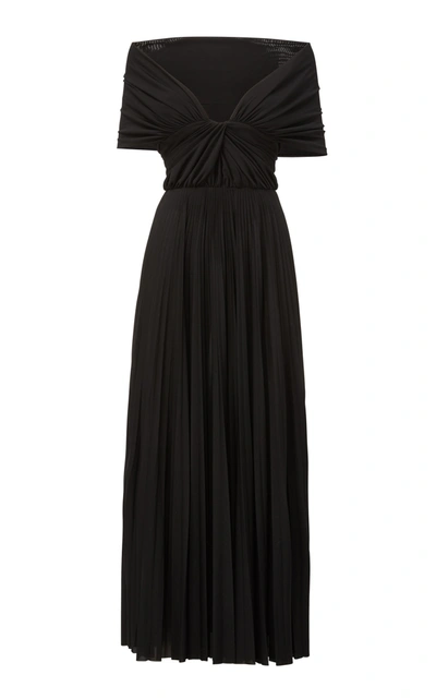 Brandon Maxwell Off-the-shoulder Draped Jersey Maxi Dress In Black