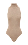 Brandon Maxwell Women's Silk-cashmere Knit Bodysuit In Neutral,grey