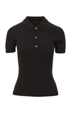 Brandon Maxwell Classic Polo Silk-cashmere Top In Black