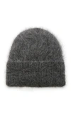 Totême Grey Alpaca Wool Beanie Hat In Grey,black