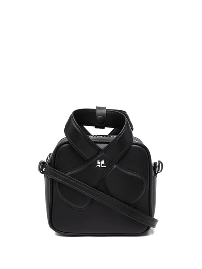 Courrèges Loop Leather Tote Bag In Black