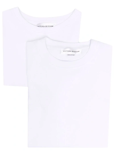 Victoria Beckham Logo Patch Organic Cotton T-shirt In Weiss