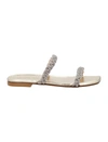 Stuart Weitzman Addison Jewelled Flat Sandals In Platinum