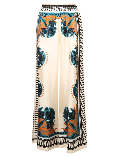 La Doublej Florence-print Silk Twill Palazzo Pants