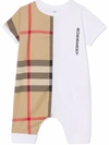 BURBERRY COTTON ONESIE WITH VINTAGE CHECK INSERT