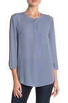 Nydj Back Pleated Crepe Blouse In Heritage Geo Aviary Blue