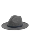 Melrose And Market Faux Leather Trim Felt Panama Hat In Grey Light Combo