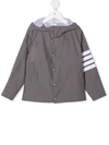 THOM BROWNE STRIPED-SLEEVE HOODED JACKET