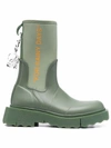 Off-white Zip-tie Rain Boots In Green