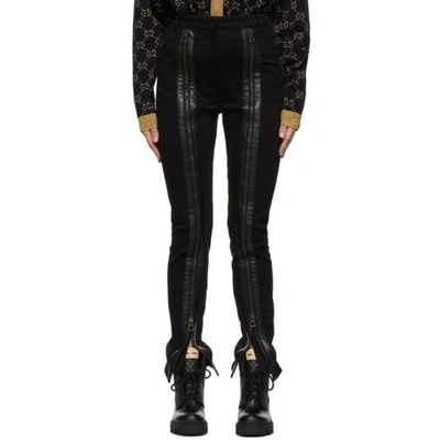 Gucci Leather Zip-detail Stirrup Leggings In Black