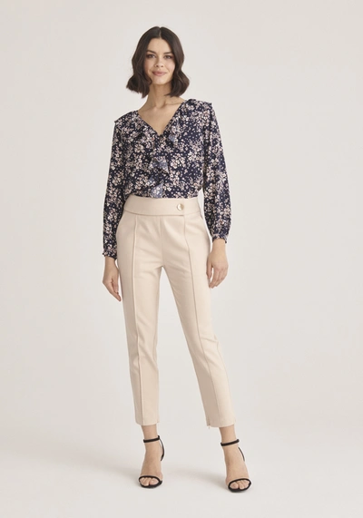Paisie Floral Ruffle Blouse In Blue
