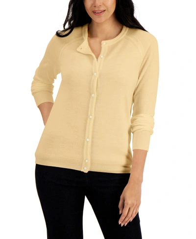 Karen Scott Pearlized-button Cardigan, Created For Macy's In Pale Amber