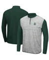 COLOSSEUM MEN'S HEATHERED GRAY, GREEN COLORADO STATE RAMS PROSPECT QUARTER-ZIP JACKET