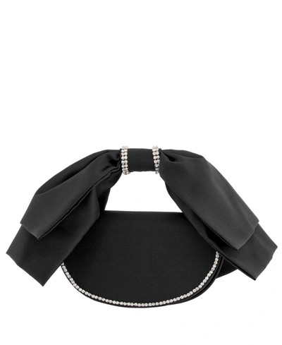 Nina Women's Crystal Trim Satin Bow Clutch Bag In Black