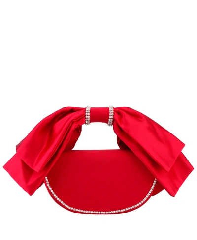 Nina Women's Crystal Trim Satin Bow Clutch Bag In Red Rouge