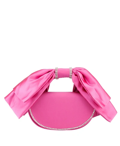 Nina Women's Crystal Trim Satin Bow Clutch Bag In Ultra Pink
