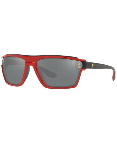 Ray Ban X Scuderia Ferrari Rectangle-frame Sunglasses In Red