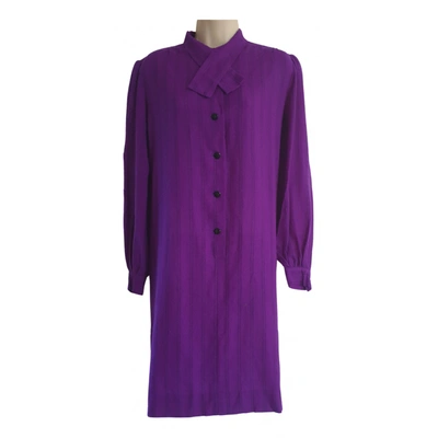 Pre-owned Balenciaga Wool Mid-length Dress In Purple